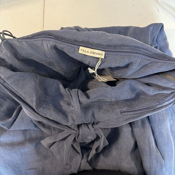 ULLA JOHNSON Womens Jordane Chambray Linen Jumpsuit Size 6 Blue Wide Leg Coastal - Picture 10 of 16